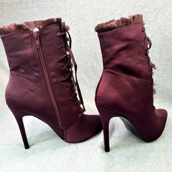 So Me Purple Wine High Heel Ankle Boot Shoe - Picture 4 of 7